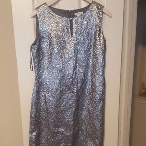 Harold's silver sleeveless party midi dress